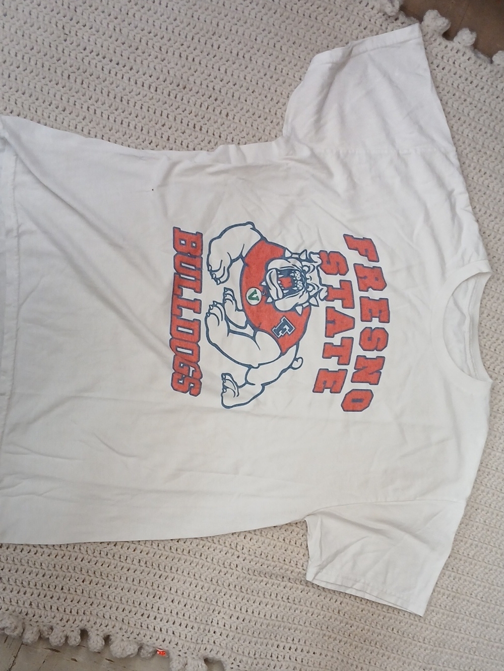 Fresno State Bulldogs Vintage Graphic Tee - White with Red & Navy